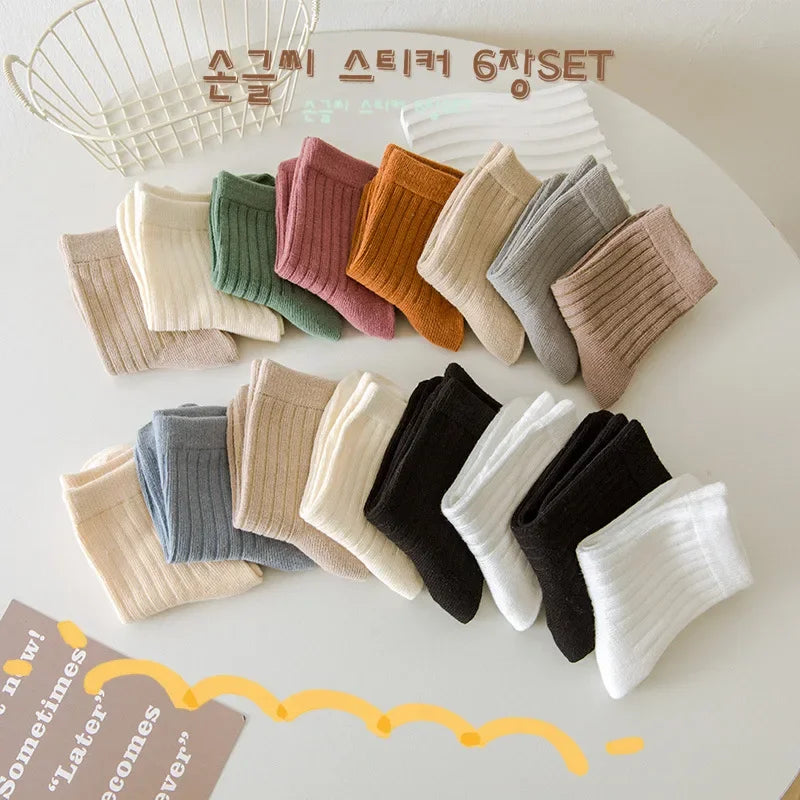 High Quality Autumn Winter New Kids Socks Solid Color Morandi Color Drawer Strip Baby Socks Versatile Boy Girls Cute Socks