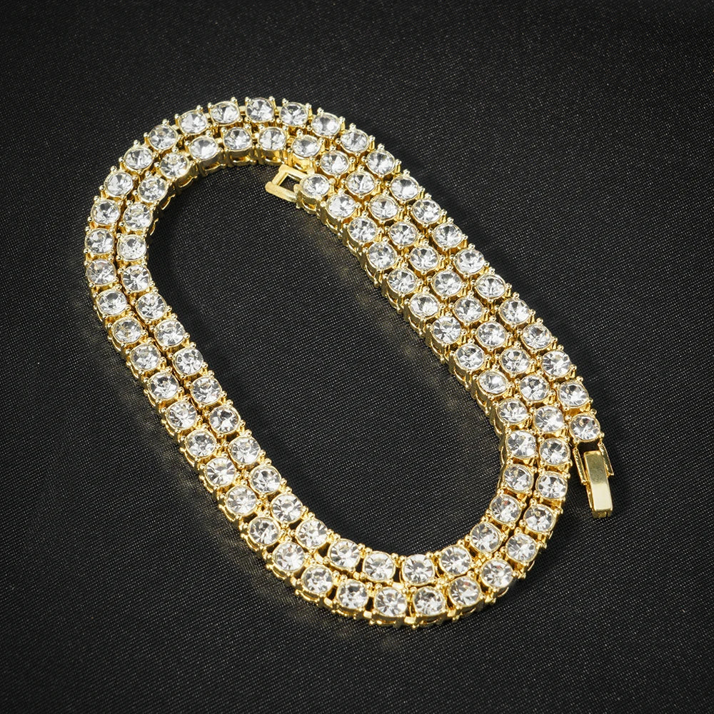 Luxury Paved Crystal Heart 13mm Cuban Link Chain Necklace for Women Hip Hop Iced Out Round Square Tennis Chain Bracelet Jewelry