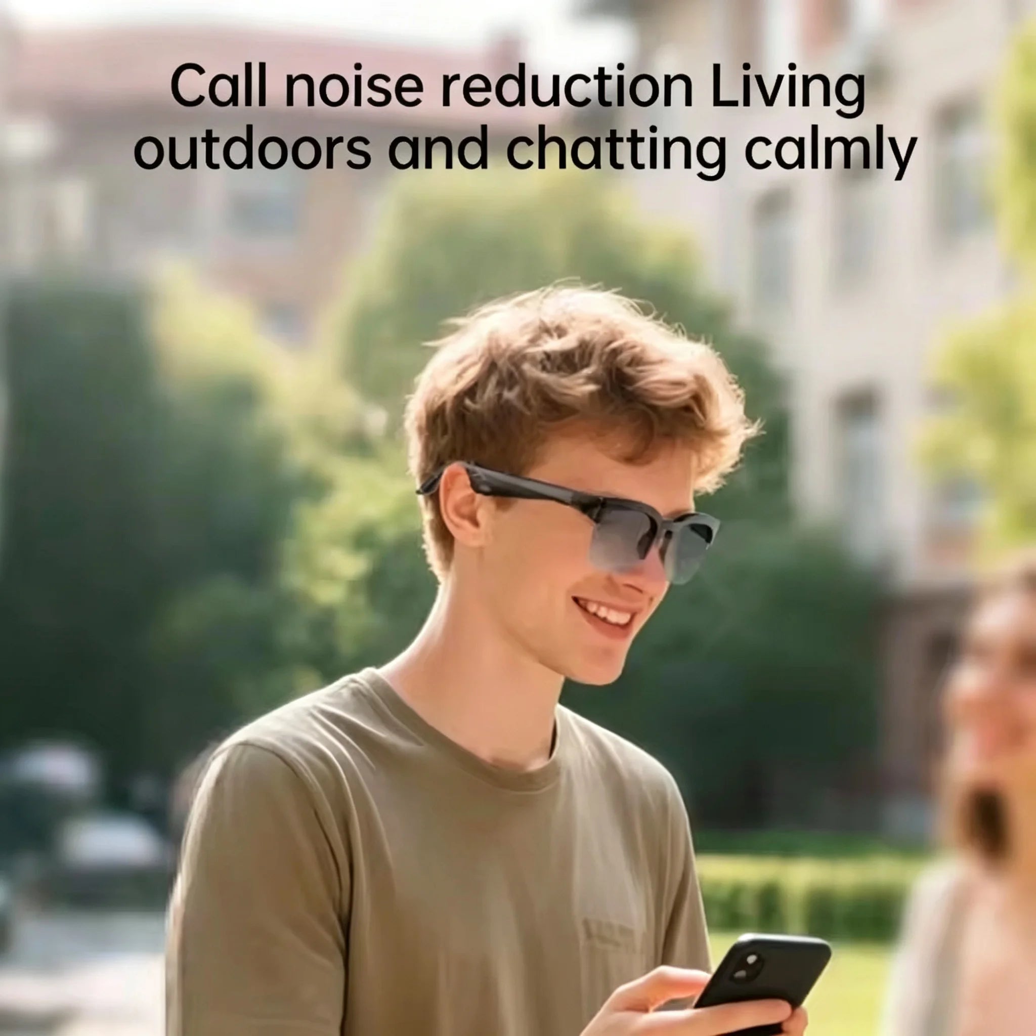 Smart Glasses Wireless Bluetooth Sunglasses Built-in Microphone Speakers Touch & Voice Assistant Compatible Glass for Men Women