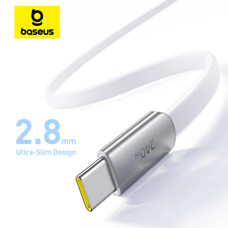 Baseus 240W Ulta-Slim USB C Cable for iPhone 18 17 16 15 Plus Pro Max 5A PD 3.0 Fast Charging Type C for Macbook Xiaomi Cable