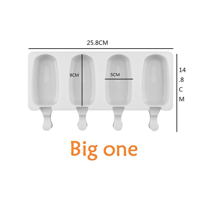4/8 Hole Silicone Ice Cream Forms Popsicle Molds DIY Homemade Dessert Freezer Fruit Juice Ice Pop Cube Maker Mould With Sticks