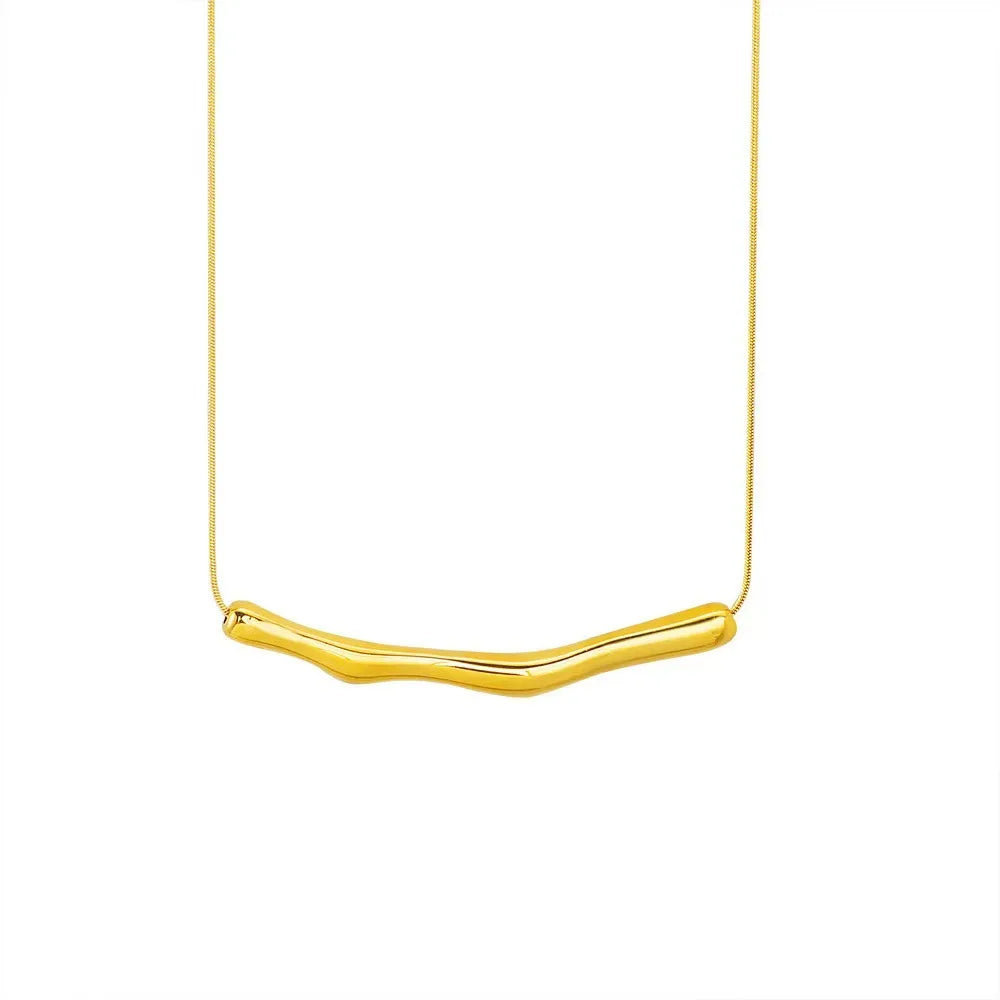 ZAKOL European and American Fashion Stainless Steel Gold Color Collar Bone Chain for Women Fashion Short Necklaces Jewelry