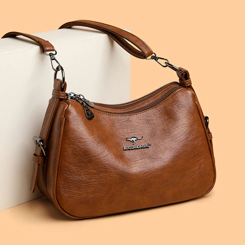 Luxury Designer Ladies Handbags New High Quality Leather Shoulder Bag for Women Female Retro and Minimalist Crossbody Bag Purses