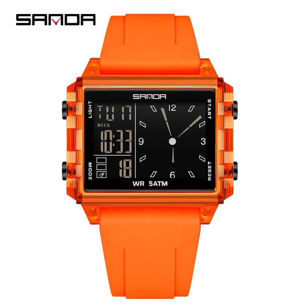 Fashion SADNA New 6273 Women's Electronic Watch Multifunctional Sports Waterproof LED Timing Student Electronic Watch