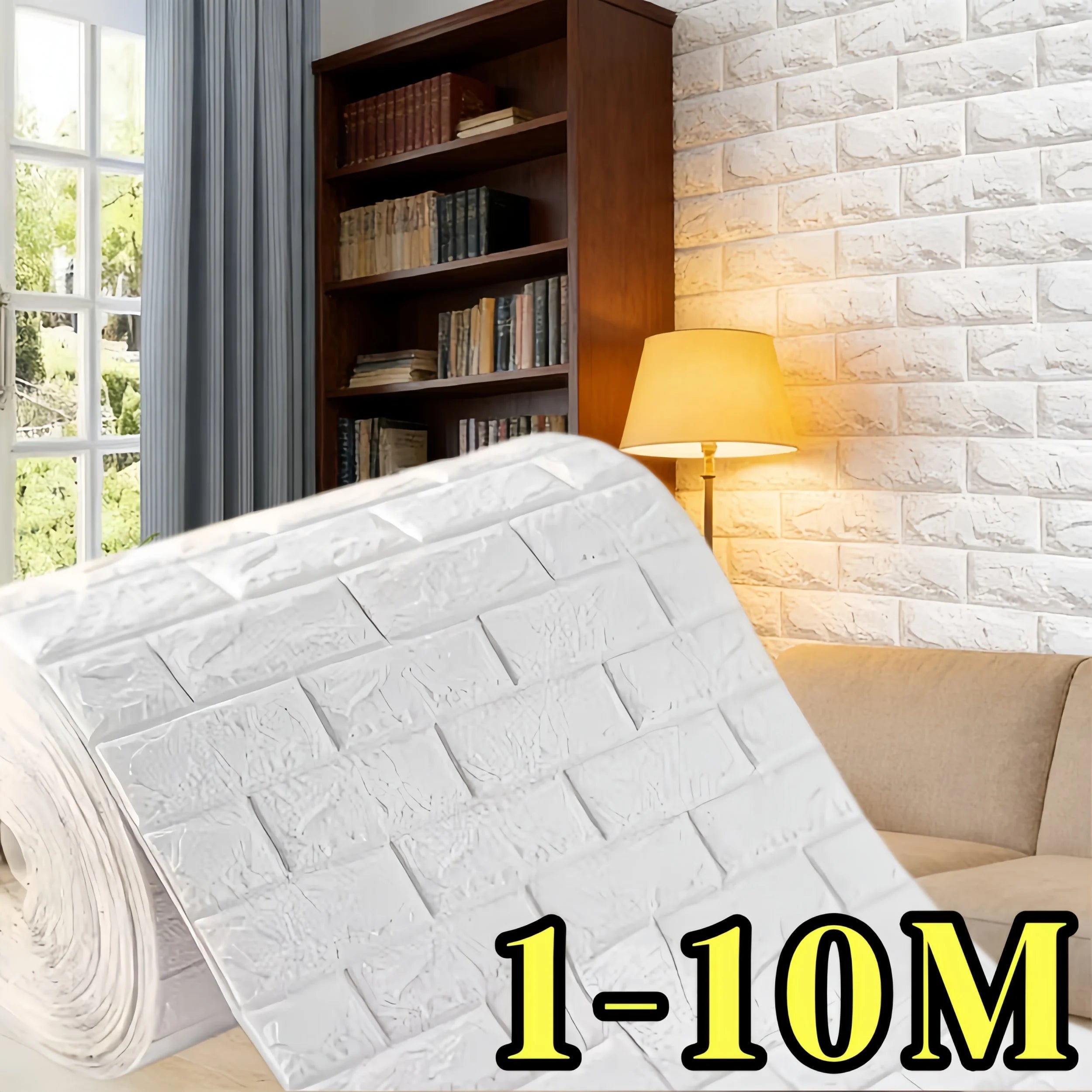 3D Decorative Faux Brick Wallpaper 70cmx100cm Self Adhesive Waterproof Stain Resistant Wall Sticker Kitchen Living Room Decor