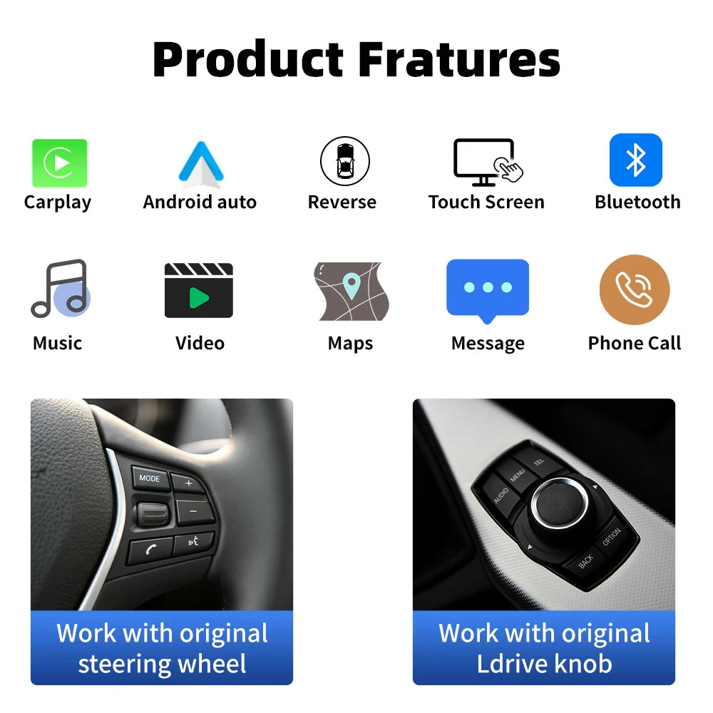 LINUX System 1920*720 For BMW F20 F22 F30 F34 F36 2012-2016 Carplay Touch screen Android Auto Function Plug and Play Multimedia