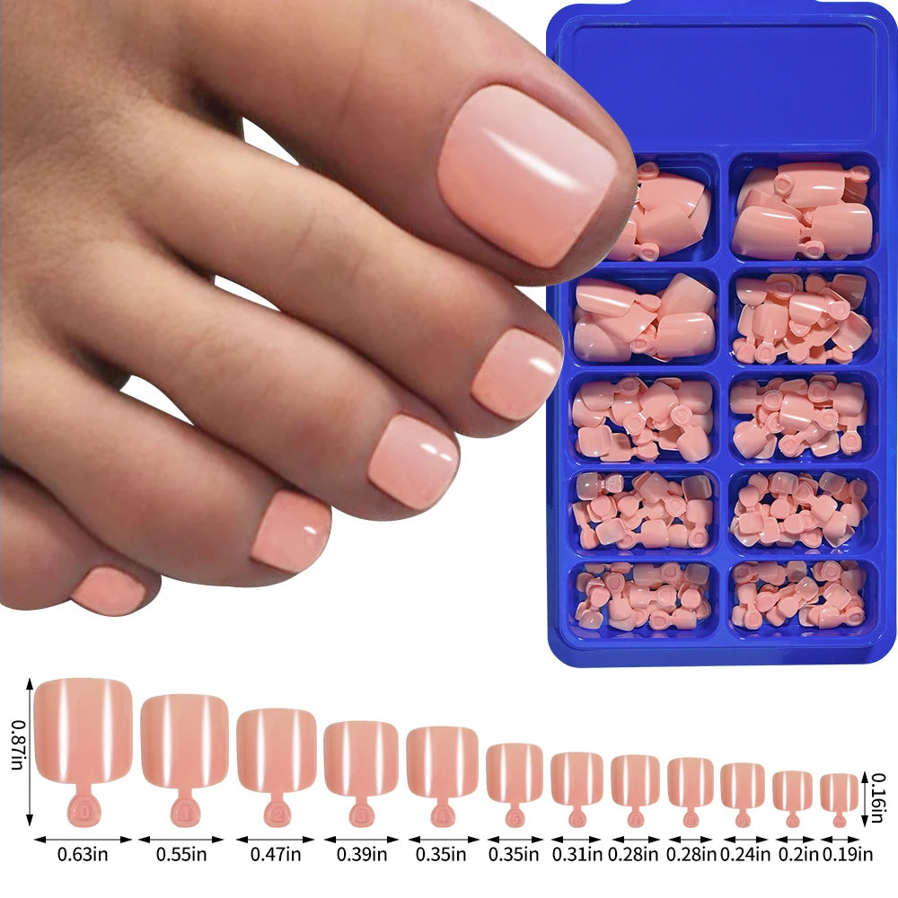 100pcs Classic White Fake Toenails Short Square Full Cover Press On Toenail Artificial False Toe Nails Tips for Women Daily Wear