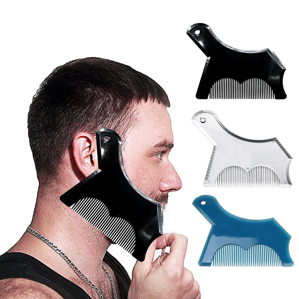Men's All-in-One Beard Styling Comb - Creative Beard Stencil and Shaping Template Tools for Perfectly Groomed Facial Hair