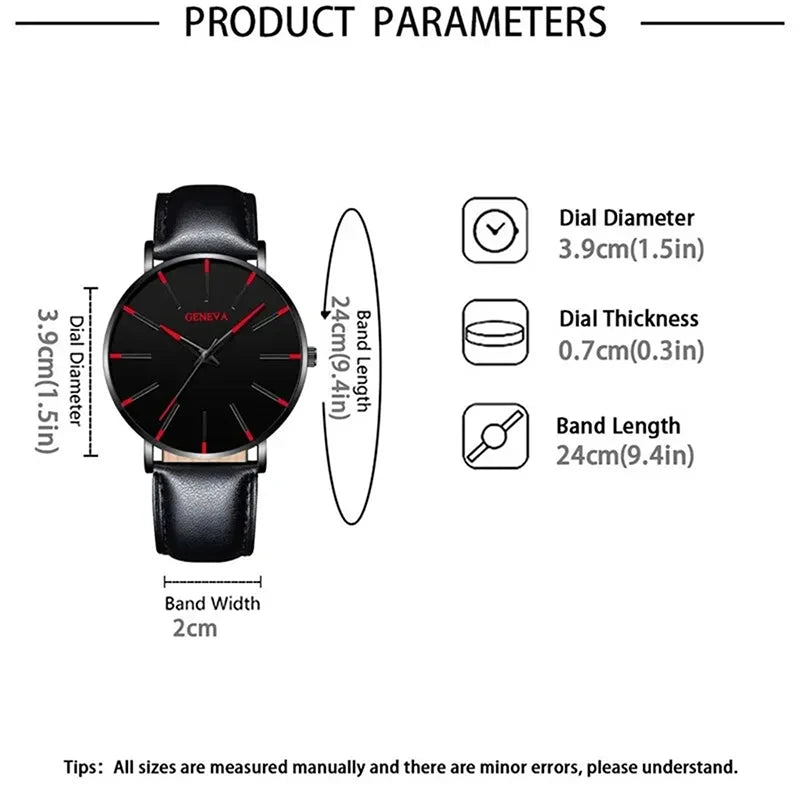 5pcs Black Quartz Watches Bracelet Men Business Casual Round Watch Life Tree PU Leather Bracelets Sets