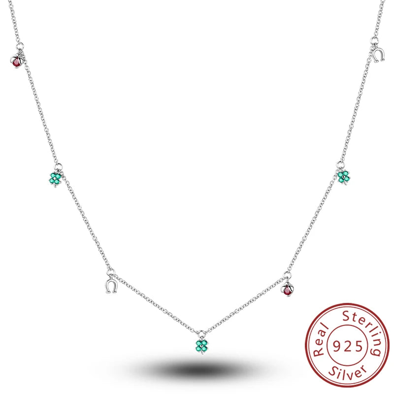 Necklace 925 Sterling Silver Butterfly Love Heart Bear Classic Simple Adjustable Necklace For Women Girl Fashion Jewelry Gifts