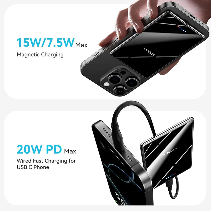 KUULAA Magnetic Power Bank 5000mAh Slim Wireless External Battery 20W Fast Charging for MagSafe Powerbank for iPhone 18 17 16 15
