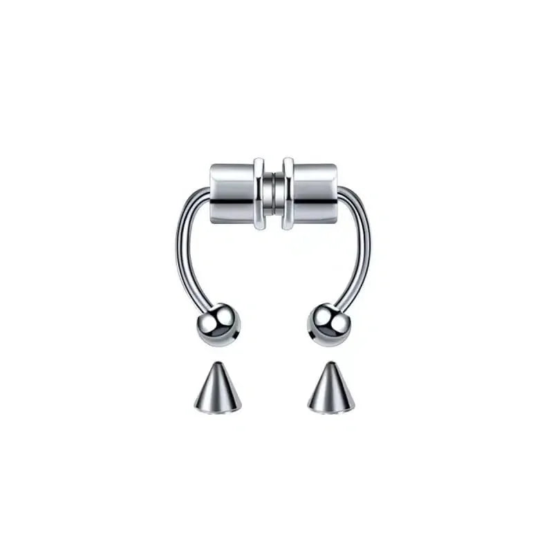 Women Fake Piercing Nose Ring Hoop Septum Non Piercing Nose Clip Rock HipHoop Stainless Steel Magnet Fashion Punk Body Jewelry