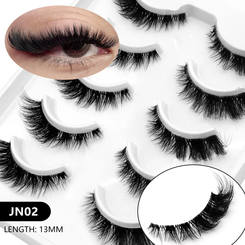 VELTRINAY Fake Lashes Mink Lashes Plush 3D False Eyelashes Clear Band Accent Cat Eye Lashes False Lashes Makeup
