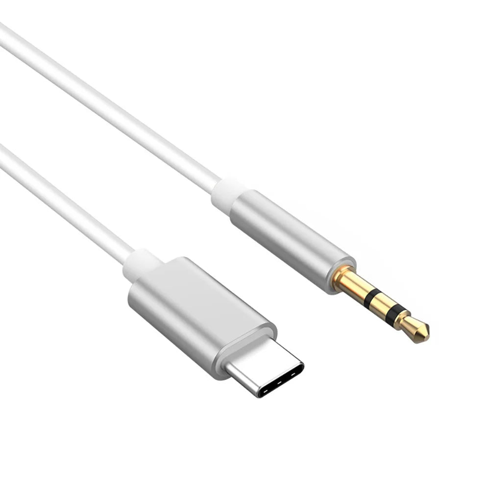 USB Type C to 3.5mm Jack AUX Audio Cable with DAC for Car Speaker Headphone Compatible Tipo C Auxiliary Adapter Cable Converter