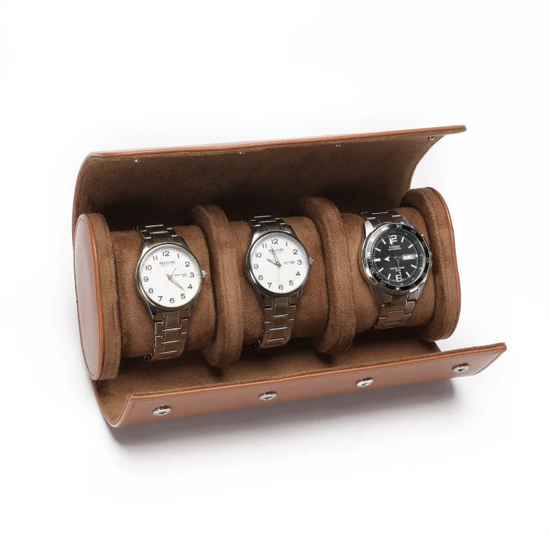 Embers Leather Watch Roll 1 2 3 Slots Luxury Genuine Watch Storage Box Travel Bag Watch Case Gift Box Watch Pouch
