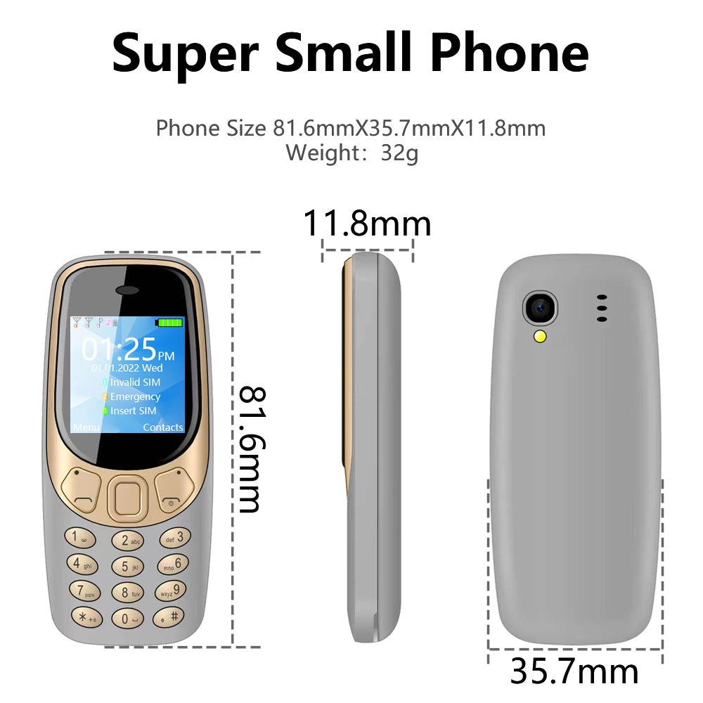 SERVO Q3308Pro 3 SIM Card Mini Mobile Phone Bluetooth Dial Magic Voice FM Call Recorder 1.33inch Small Pocket Button Cell Phones