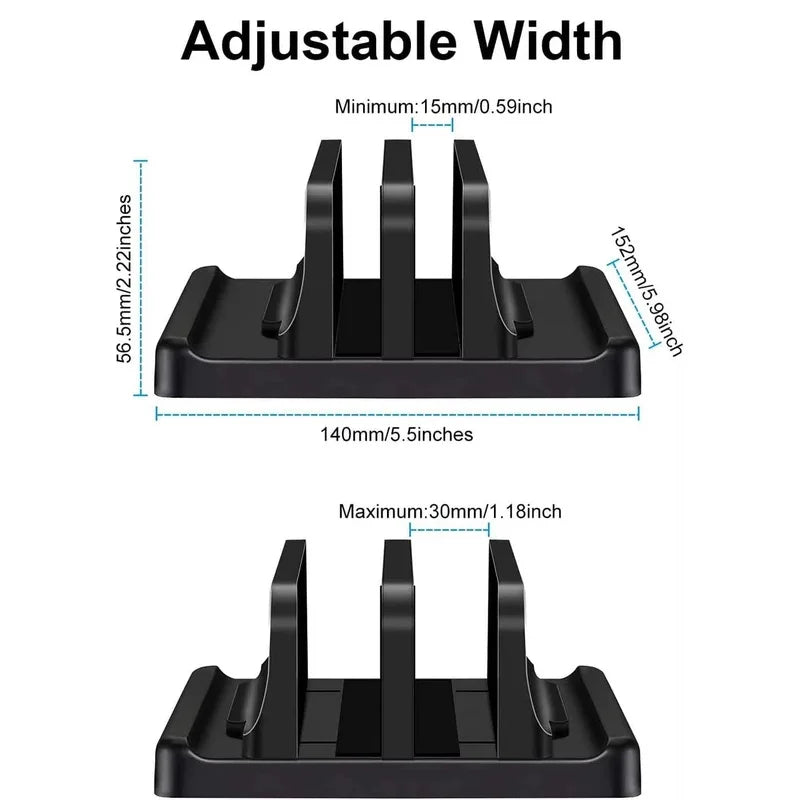 4 in 1 Vertical Laptop Stand Adjustable Width Space Saving Desktop Notebook Holder – Universal Vertical Dock for MacBook Surface