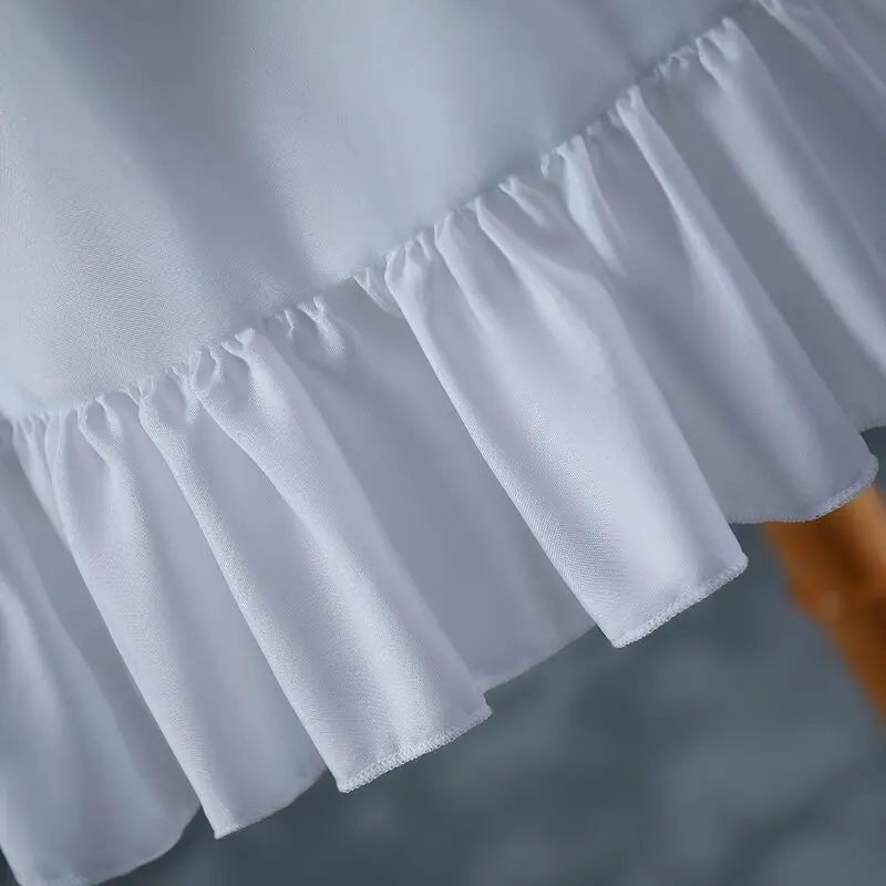 Women Girls Lolita Crinoline Petticoat Cotton Ball Gown Petticoat Short 2 Hoops Underskirt for Cosplay Big Hem Dress White