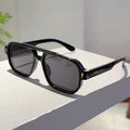 New Vintage Double Bridges Square Sunglasses Fashion Rivets Ocean Lens UV400 Eyewear Women Trending Traveling Sun Glasses