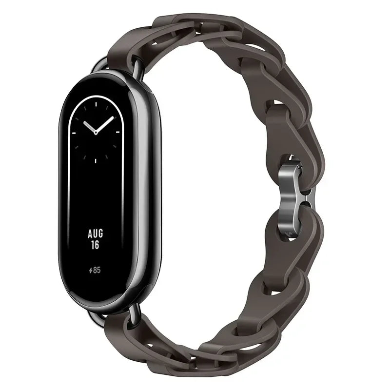 Rubber Strap for Xiaomi Mi Band 9 Stainless Steel Buckle Bracelet for Miband 8 NFC Fashion Lady Style Replacement Silicone Band