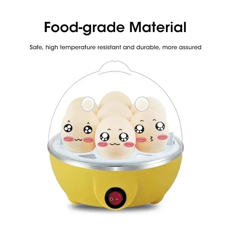 Automatic Shut Off Electric Egg Cooker 7 Eggs Multi-functional Steamer for Custard Boiled Poached Eggs Breakfast Appliance