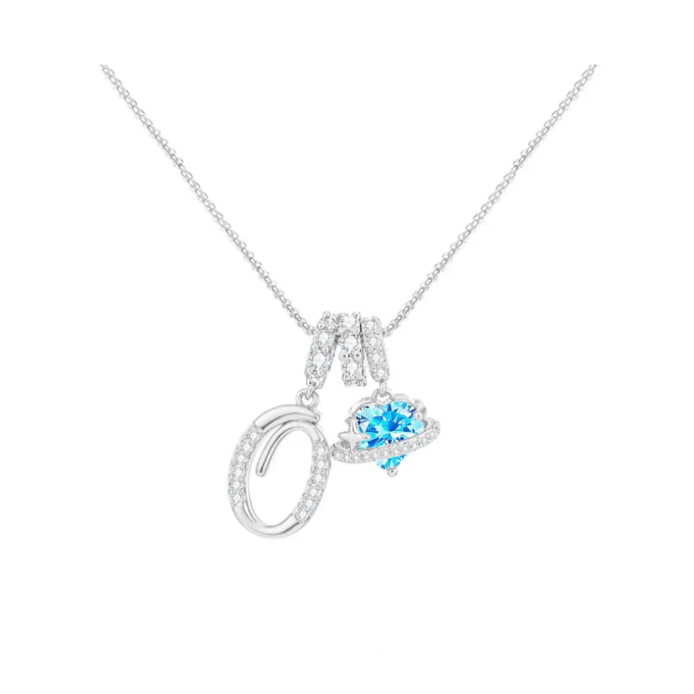Heart-shaped Necklace with the Initial of a Lady, Zircon Pendant, English Diamond Jewelry, Suitable for Friday