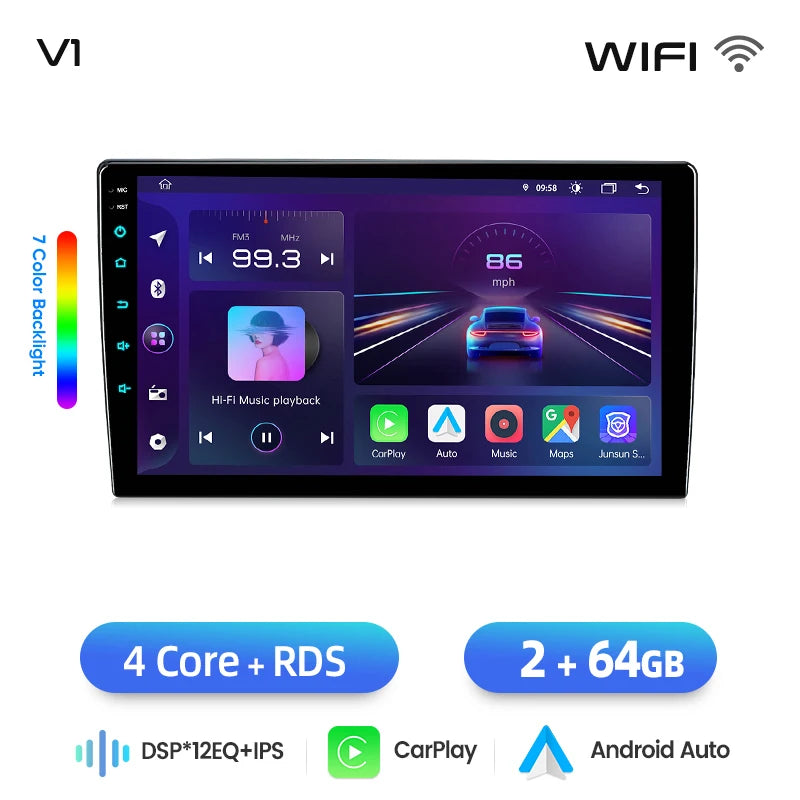 Junsun Wireless Carplay Android Auto Android 15 Car Multimedia Touch Screen Head Unit for Honda Civic  2013 2014 2015 GPS Radio Bluetooth 5.0 4G LTE 5G WiFi Smart Voice Control Stereo Receiver
