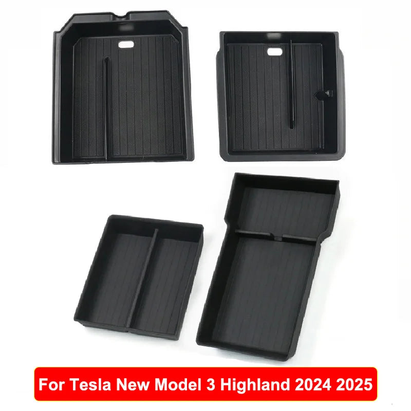 For Tesla Model 3 Y Juniper Highland 2025 2026 Launch Console & Armrest Upper and Lower Storage Box Watercup Holder Camera Cover