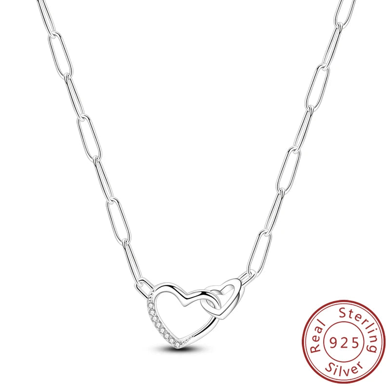 Necklace 925 Sterling Silver Butterfly Love Heart Bear Classic Simple Adjustable Necklace For Women Girl Fashion Jewelry Gifts