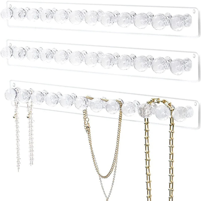 Transparent Acrylic Jewerly Storage Rack Earring Necklace Hanger Holder Wall Mounted Jewerly Display Stand Organizer For Women