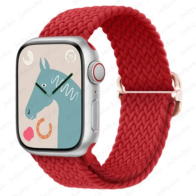 Braided Loop for Apple Watch Strap 44mm 40mm 45mm 41mm 42mm 38mm 49mm Elastic Solo Bracelet IWatch Series 7 Se 3 6 Ultra 8 Band