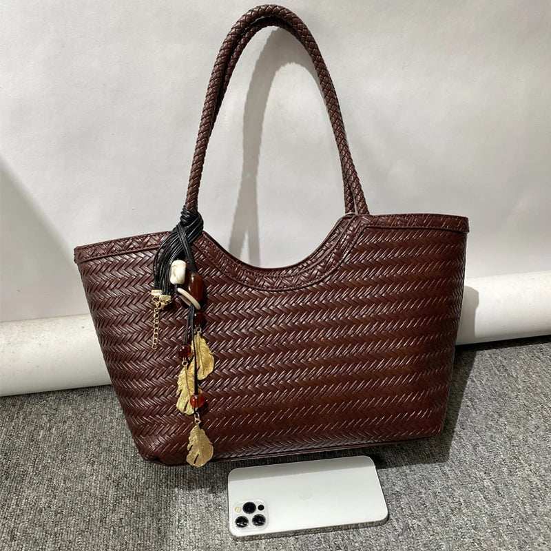 Imitation Braided Embossment Tote Bag For Women Luxury Designer Handbag 2025 New In Vintage With Inner Pocket Underarm Shoulder