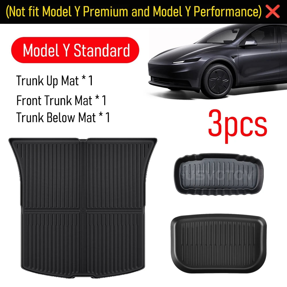 for 2026 2025 Tesla Model Y Standard Floor Mats Trunk Mat Cargo Liner Frunk Backrest Mats Car Accessories (Standard Models Only)
