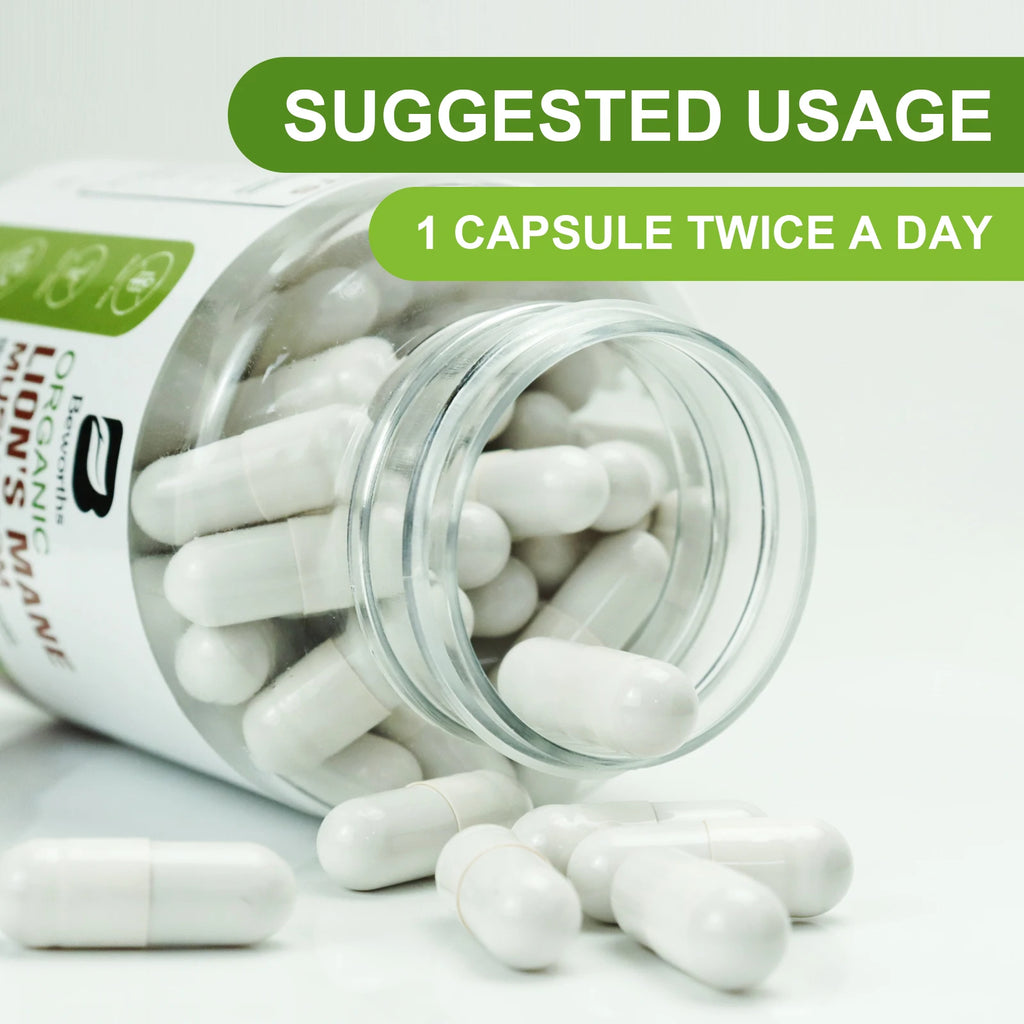 BEWORTHS Lion's Mane Mushroom Capsule Cordyceps Sinensis Strengthens Memory & Cognition Brain,Immune Health Support
