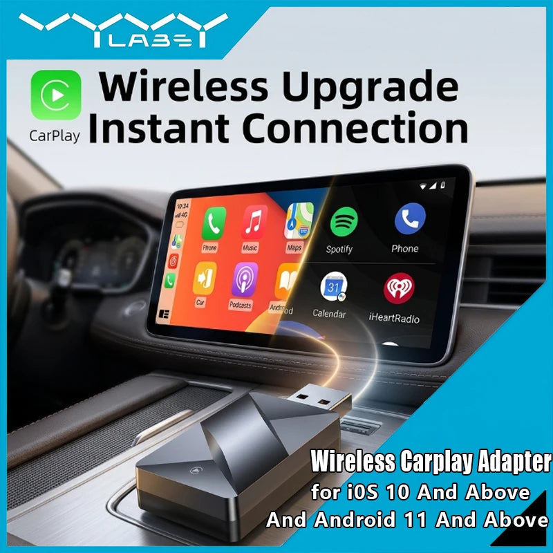 Vyvylabs Wireless Carplay Adapter Suitable for Iphone Devices Wired Carplay To Wireless Plug-And-Play Compatible With USB/USB-C Interfaces
