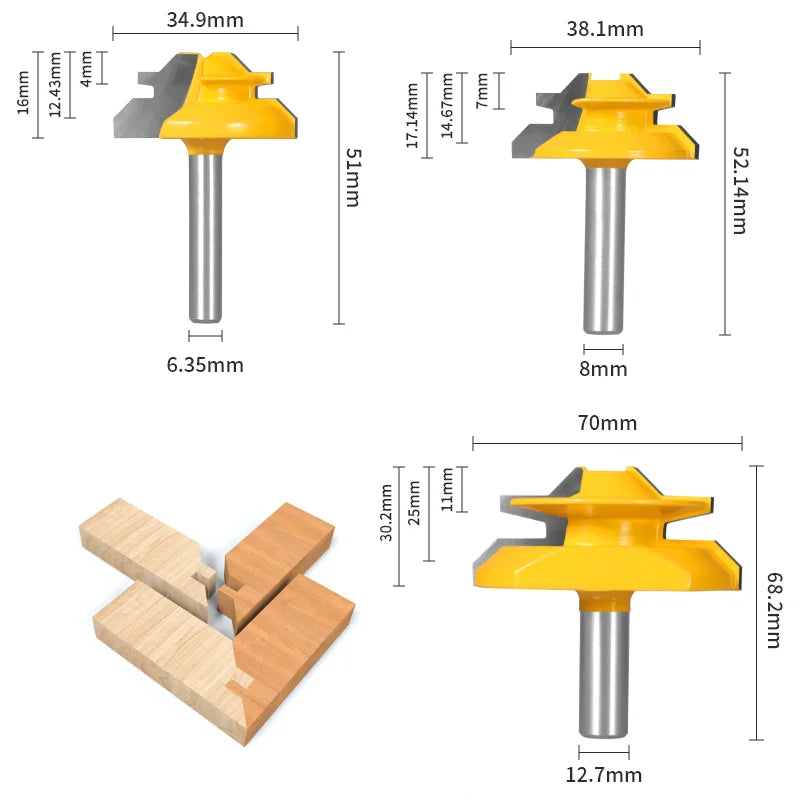 1Pc 45° Degree Lock Miter Router Bit Woodworking Milling Cutter For Wood Tools