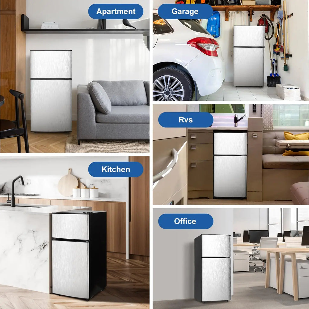 Mini Fridge with Freezer, 3.2 cuft Small Refrigerator, Energy Saving, Low Noise, Double Door Compact Refrigerator for Dorm