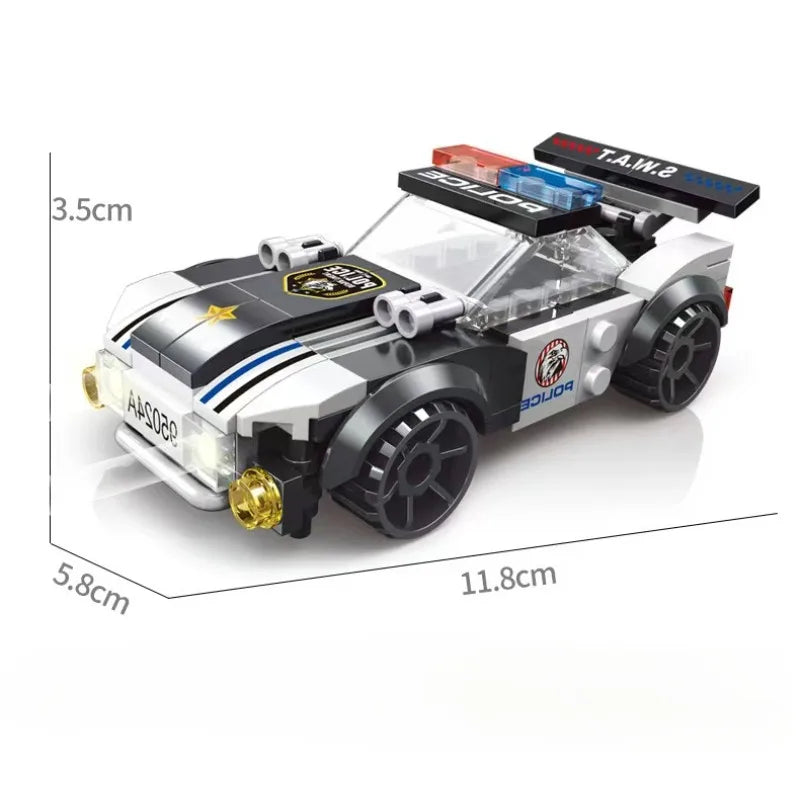 MOC Police Patrol Car Helicopter City Traffic Bus Assembly Model DIY Building Blocks Classic Creative Puzzle Toys Boy Gifts