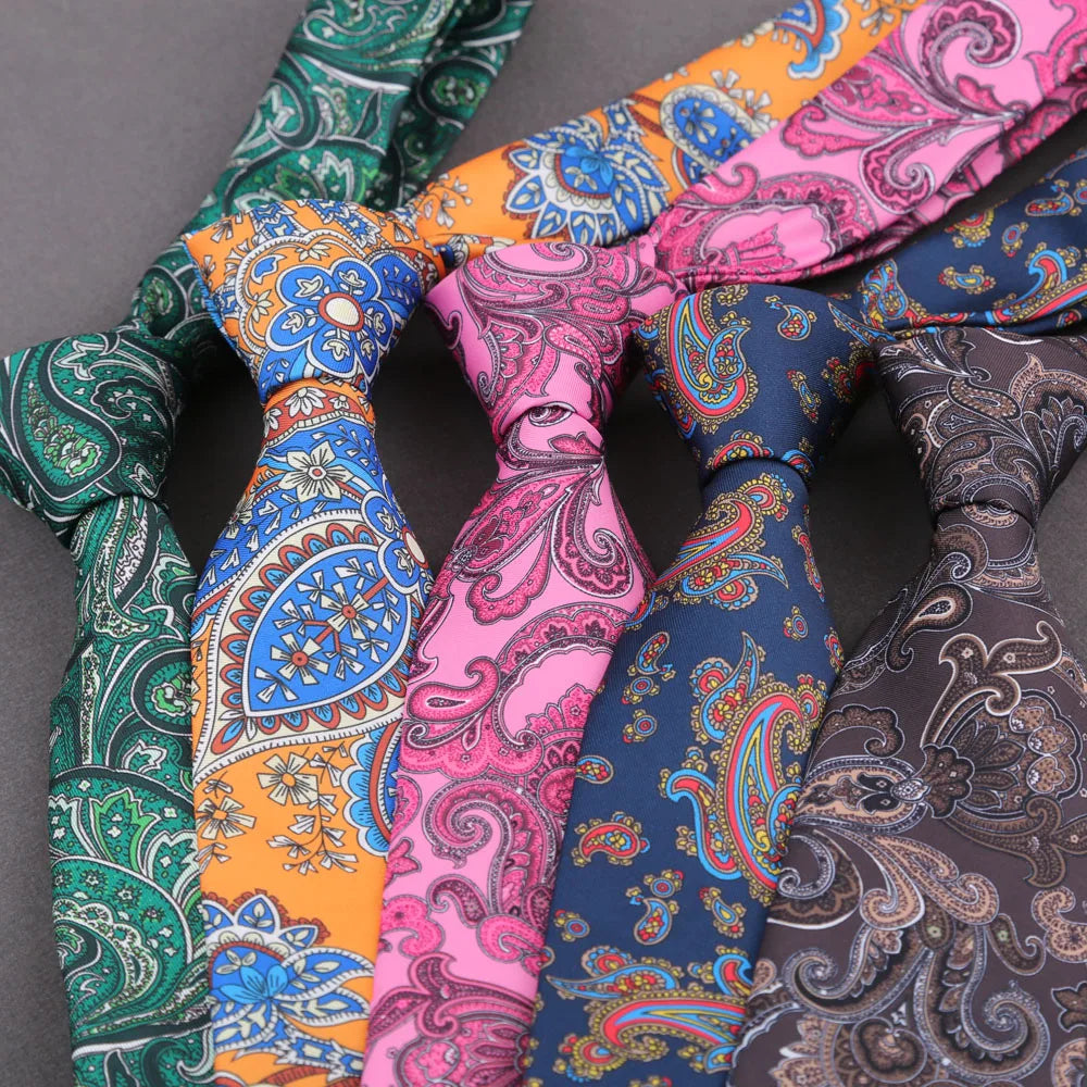 Men's Super Soft Silk Touch Ties Floral Paisley 8cm Necktie For Men Wedding Business Gravata Novelty Printing Neck Ties