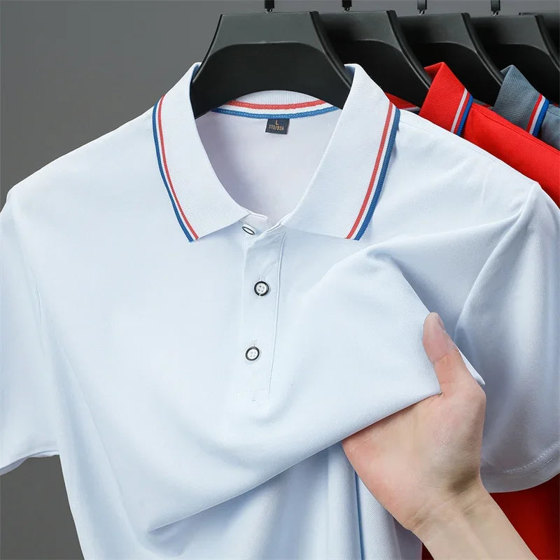 2026 New Men's Casual Solid Color Short Sleeved Polo Shirt Summer Fashionable and Comfortable Versatile Top