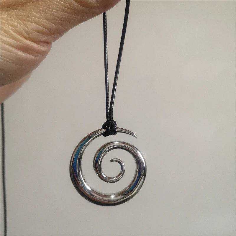 Vintage Fish Spiral Vortex Pendant Long Adjustable Leather Cord Necklace For Women Men Unisex Boho Charm 2026 New Trendy Jewelry