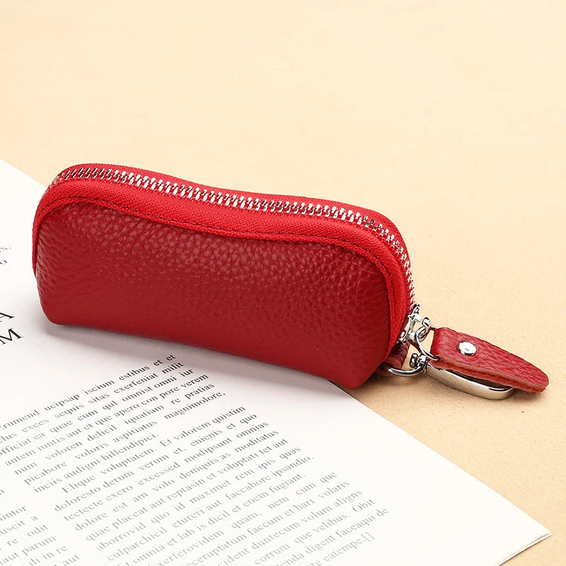 EDC Keychain for Women Genuine Leather Key Box for Car Keys Holder Case Mini  Pocket Card Wallet Coin Pouch Women's Purses