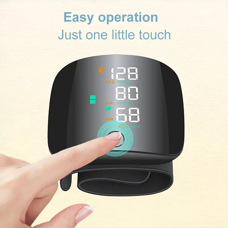 Rechargeable Digital Wrist Blood Pressure Monitor Sphygmomanometer Tonometer Tensiometer Blood Pressure Heart Rate Monitor
