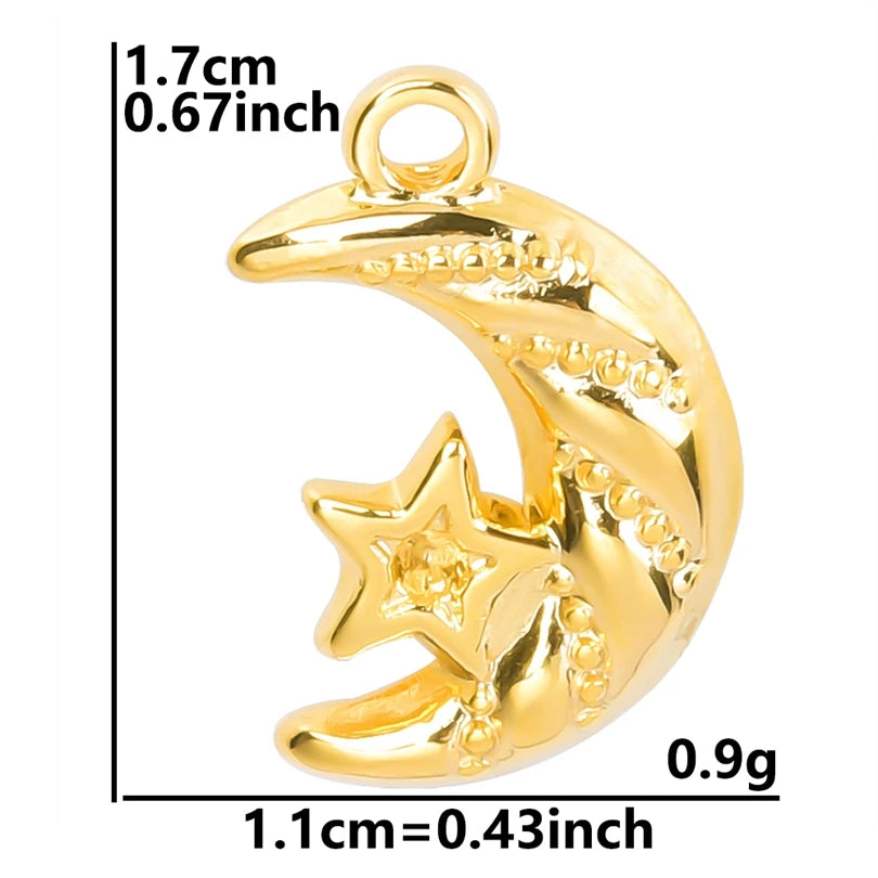 10pcs/lot Stainless Steel Crescent Moon Sun Pendants Moon Girl Friendship Mushroom Forest Charms Jewelry Making Findings No Fade