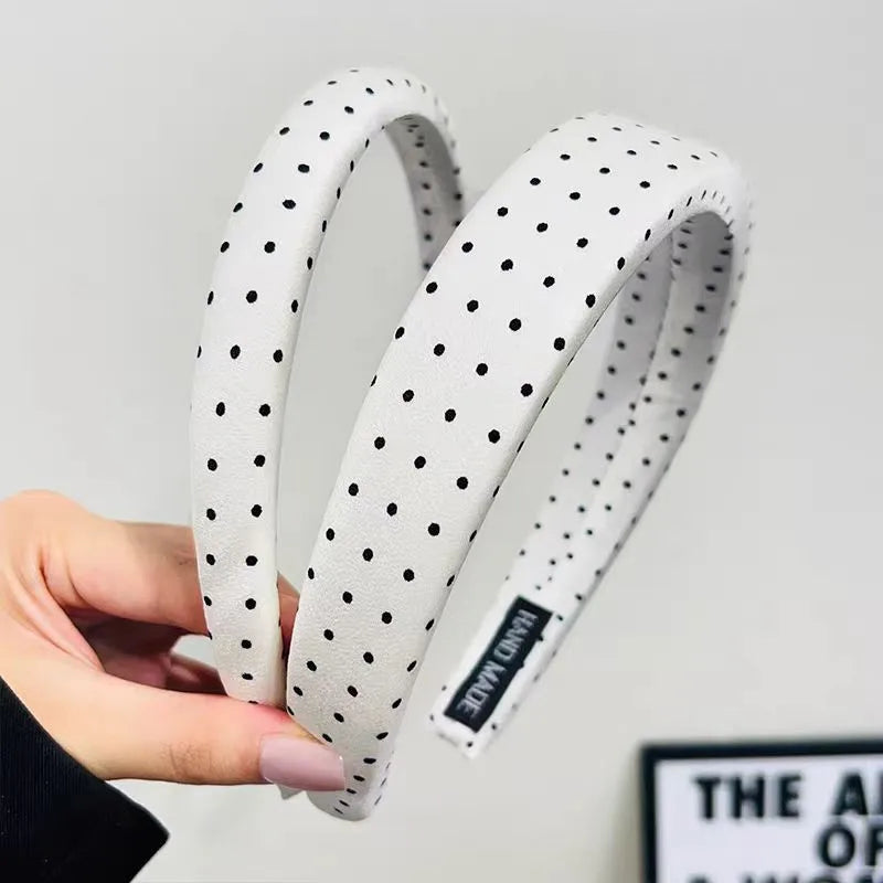 1/4pcs Simple Black White Polka Dot Wide Side Headband for Women Elegant Daily Wear Hair Band Fashion Girls Wash Face Hair Hoop