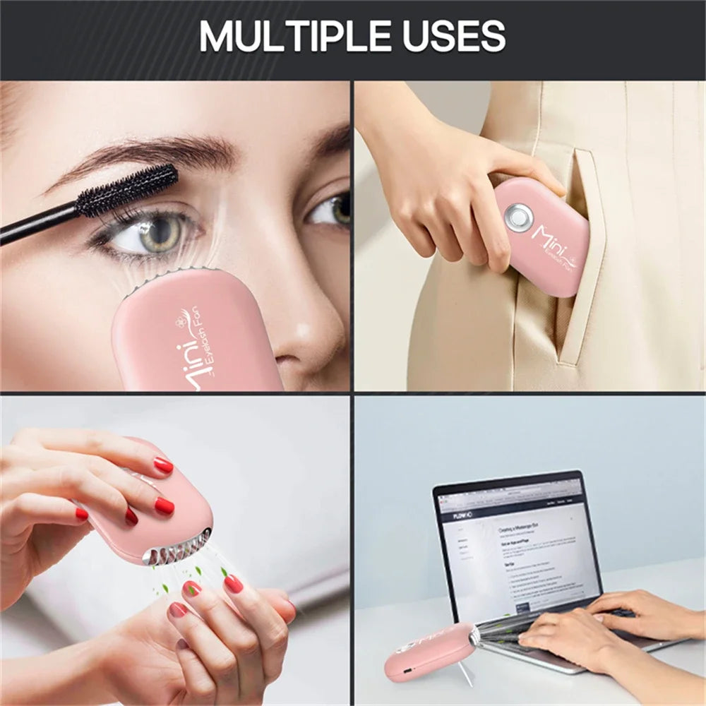 Rechargeable Eyelash Extension Dryer Fan 3 Speed Portable Handheld  Blower Glue Mascara Grafted Cooling Extension Tools