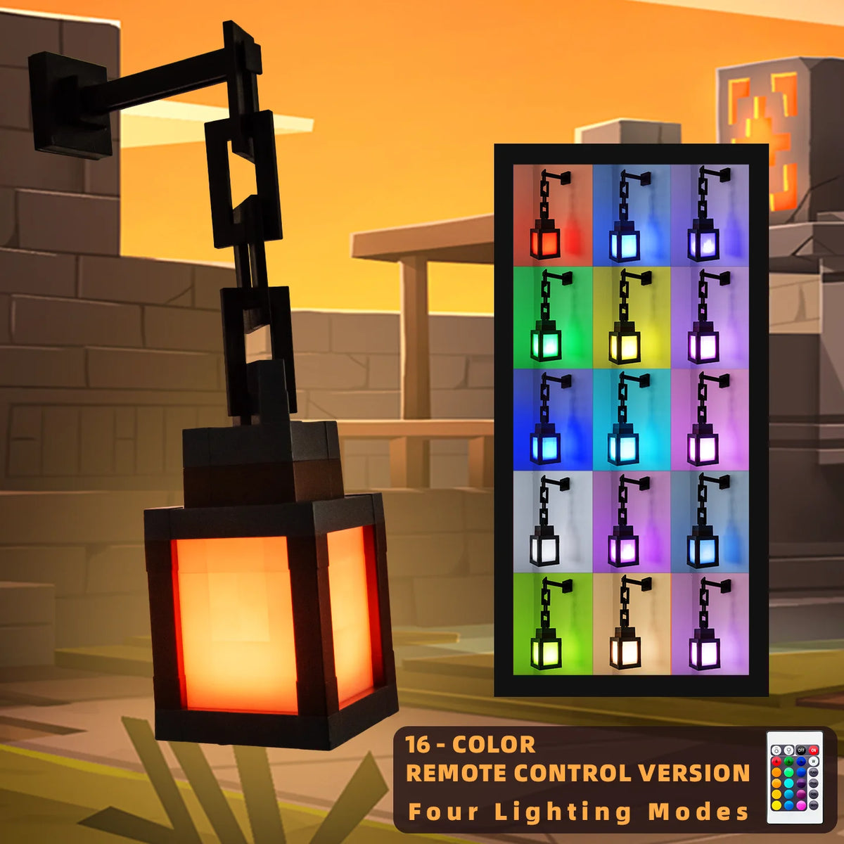 Pixel-Style Rechargeable Lantern – 16 Colors