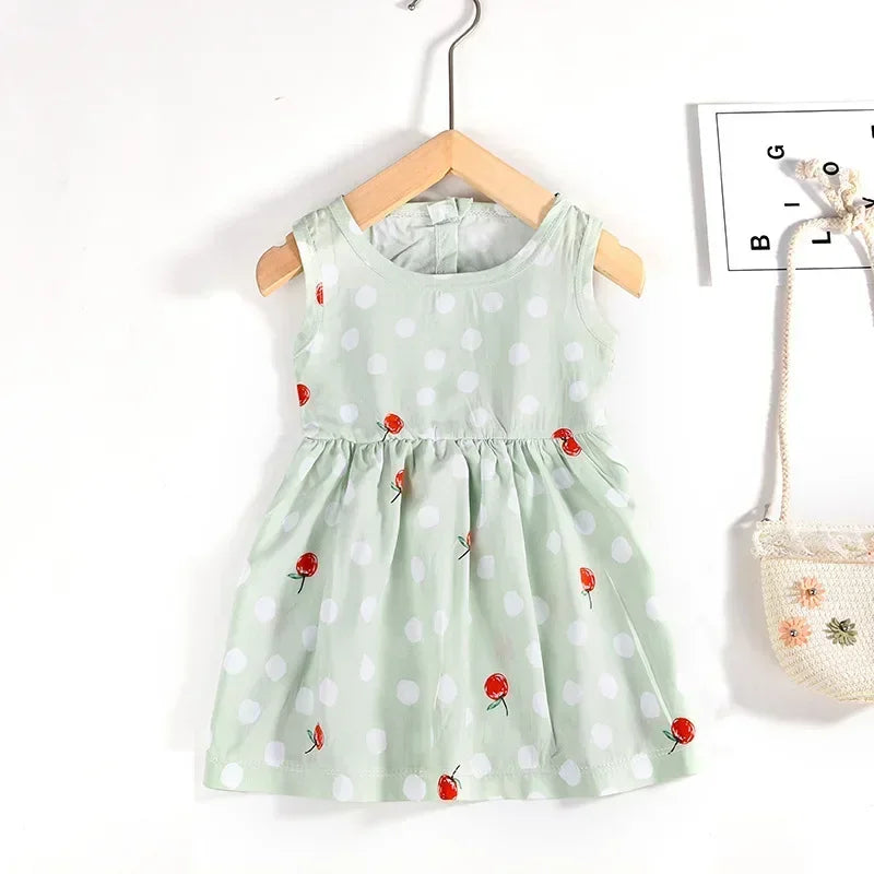 Baby Girls Dress Sleeveless Cute Print Cartoon Kids Princess Dresses Cotton Children Sundress Clothes Girl Summer Beach Clothing