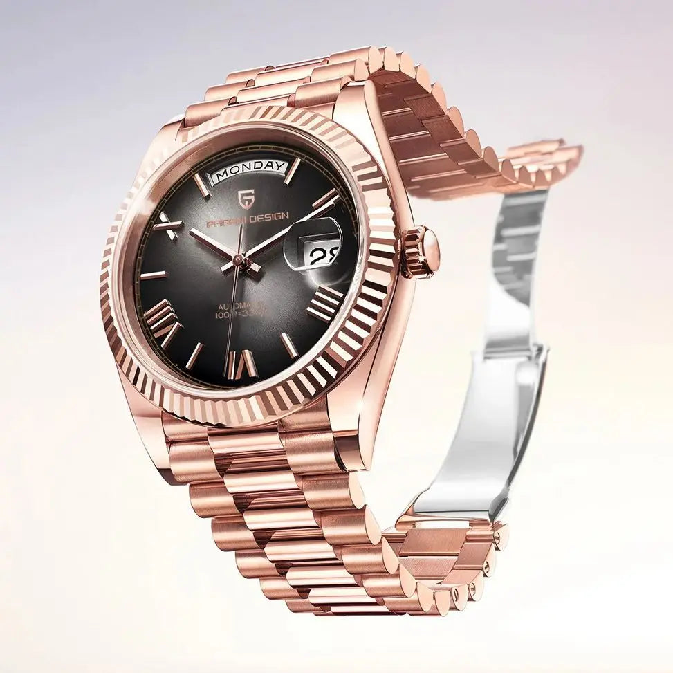 PAGANI DESIGN 2026 New Luxury Rose Gold DD40 Automatic Watch For Men NH36A Mechanical Wristwatch Men Stainless steel Waterproof