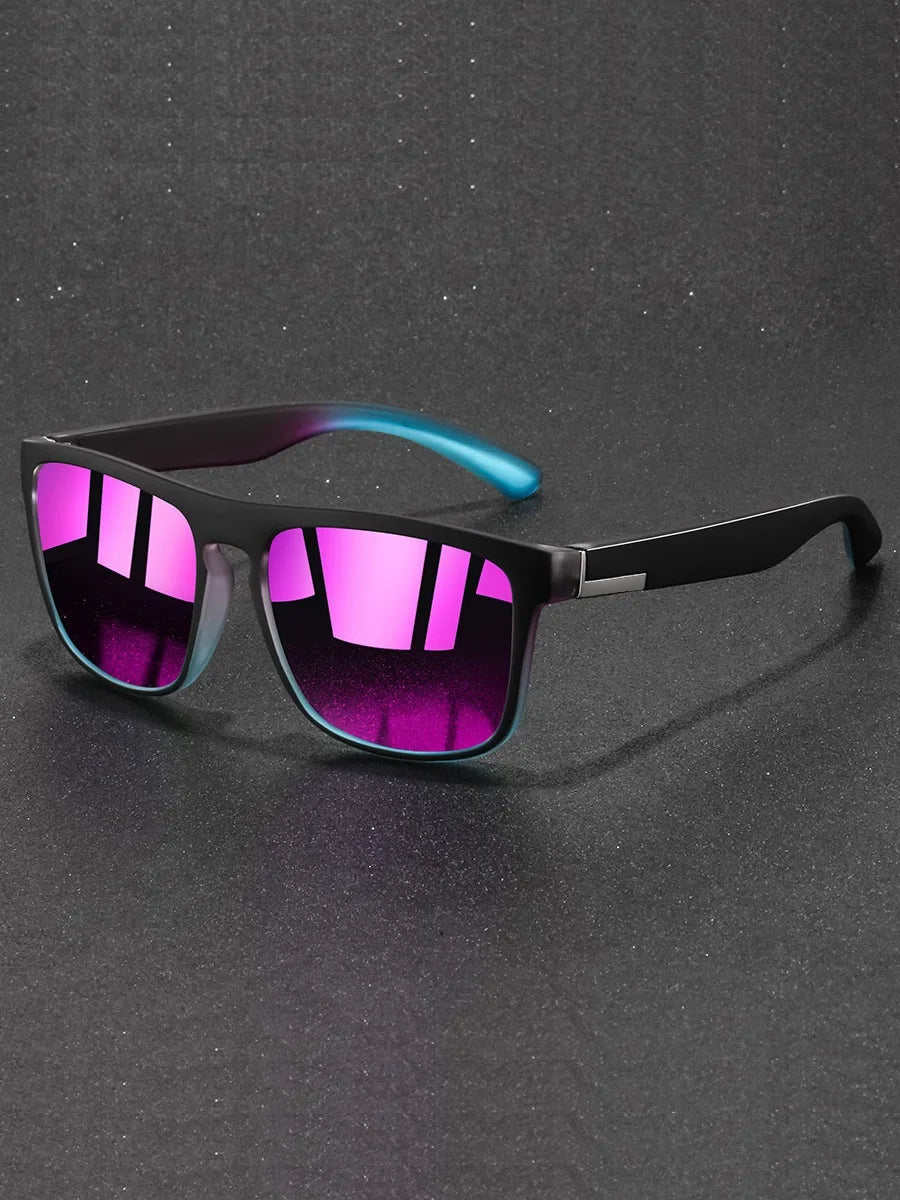 Fashion Purple Sunglasses Men Women Sun Glasses Retro Square Sport Driving Fishing Gradient Big Frame Eyewear